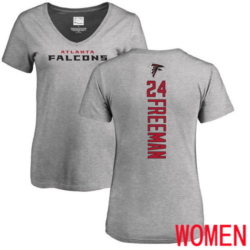 Atlanta Falcons Ash Women Devonta Freeman Backer NFL Football #24 T Shirt